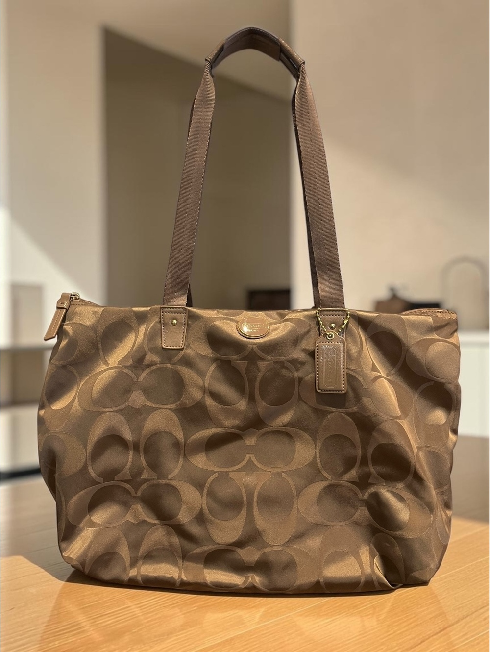 Coach Getaway Signature Nylon Packable Travel Tote Weekender Bag w/ Pouch